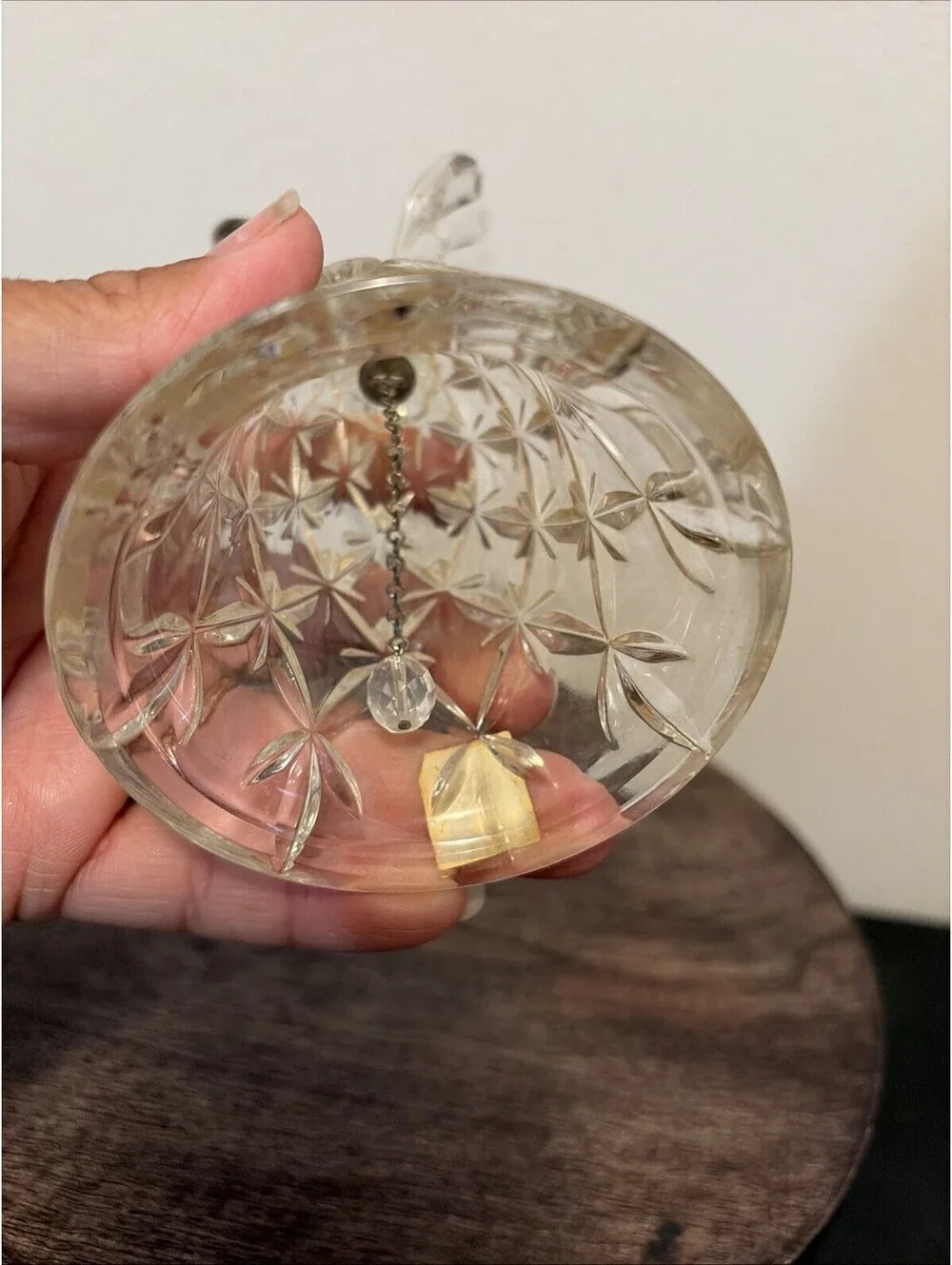 Czech Republic Clear Crystal Glass Butterfly Bell w Clapper Brand Hofbauer 4.75